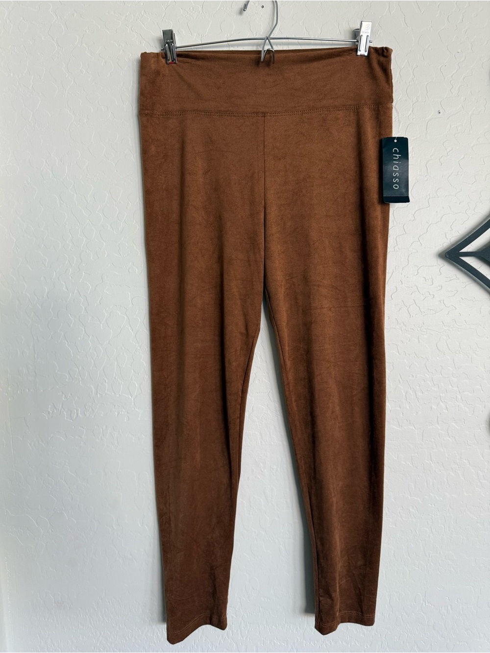 CHIASSO Brown Faux Suede High-Waisted Leggings - New With Tags - Size L